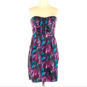 Silence +‎ Noise XS black pink blue strapless zipper sweetheart neck retro dress